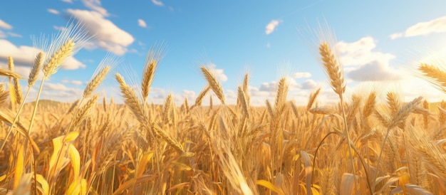 Goldenes Weizenfeld mit schwankendem Reis im Wind KI generiert