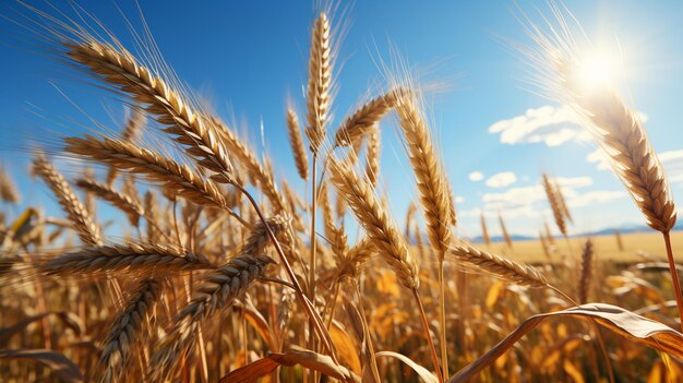 goldenes Weizenfeld und sonniger Tag