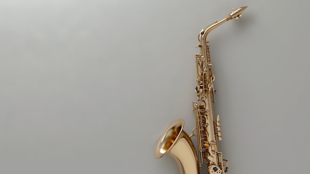 Goldes Saxophon auf grauem Hintergrund 3D-Rendering