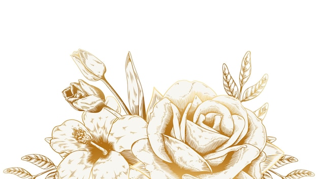Goldes und weißes Rosenrand-Designelement
