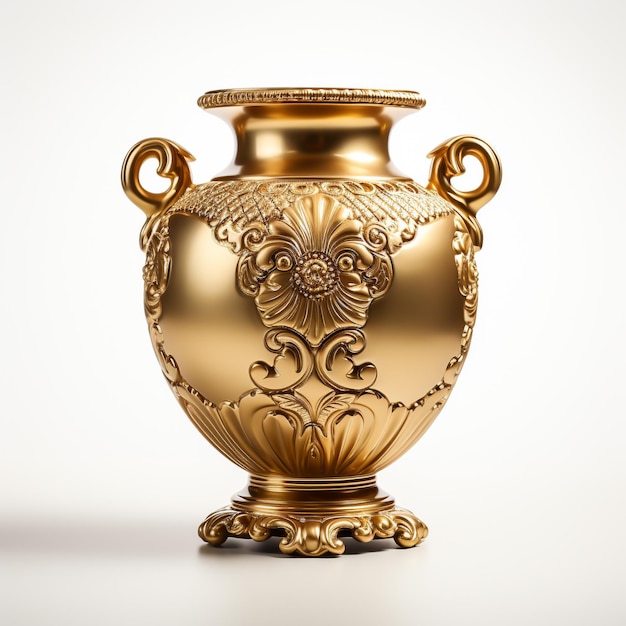 Foto goldfarbene urne vase mit griff ornate design