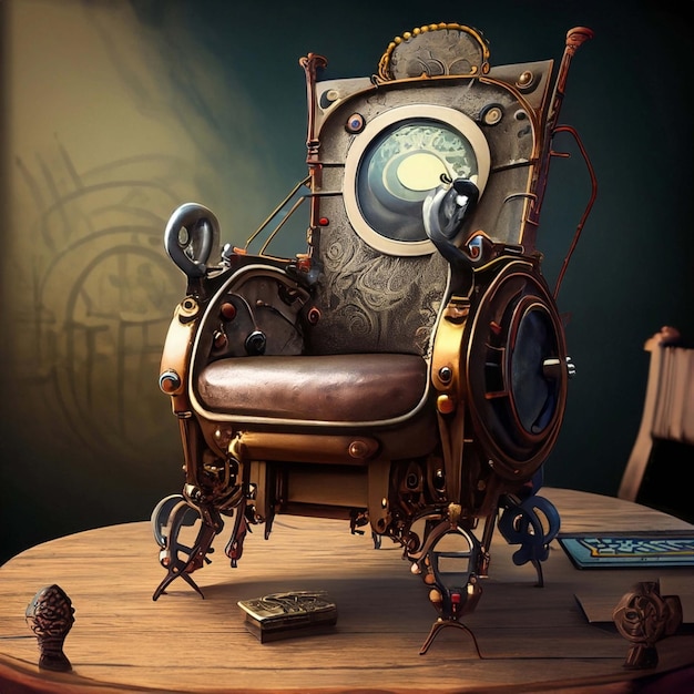 Goldfarbener Steampunk-Stuhl