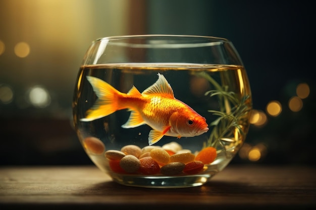 Goldfisch in einem Glas 3D-Rendering Generative KI