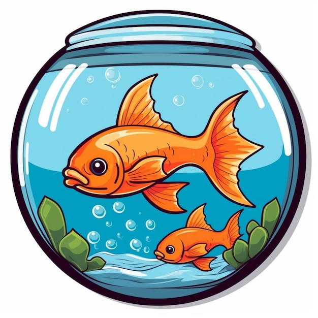 Goldfisch in einer Schüssel mit einem kleinen Fisch darin