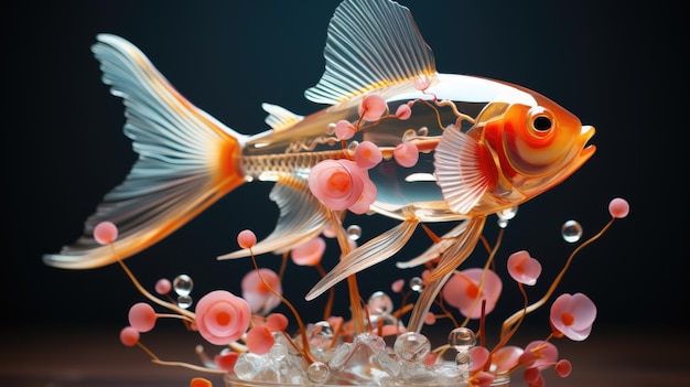 Goldfisch-Skelettfisch d Illustration ai