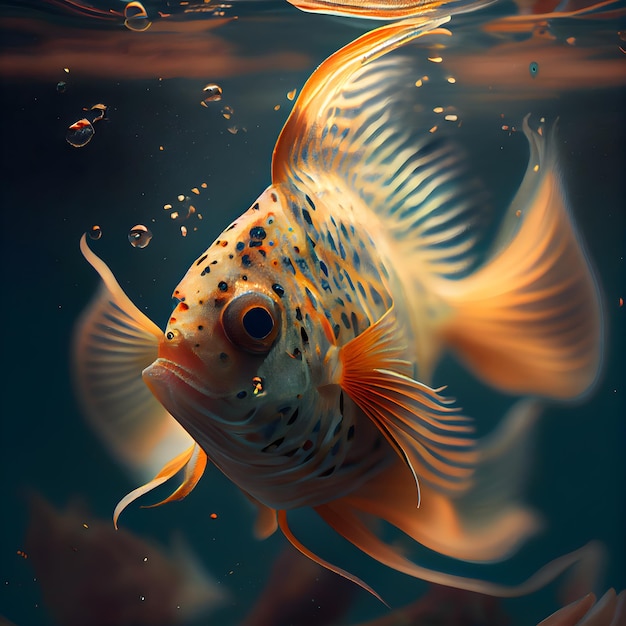 Goldfische im Aquarium Unterwasserwelt 3D-Rendering