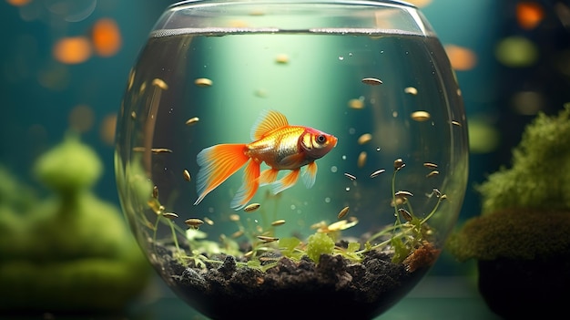 Goldfische schwimmen durch sein Aquarium