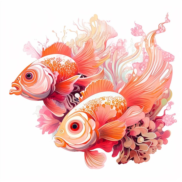 Goldfischkorallen rot rosa orange Schleier Meeresboden