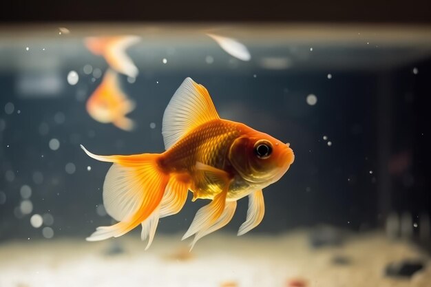 Goldfish en una pecera en la habitación