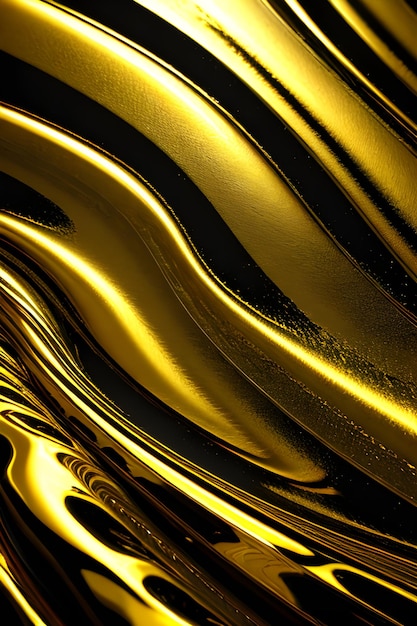 Goldflüssiger abstrakter Hintergrund auf Schwarz