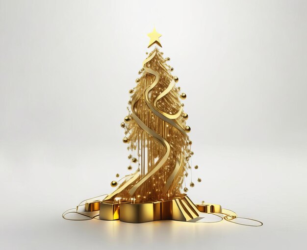 Goldfuturistischer Weihnachtsbaum, KI generiert