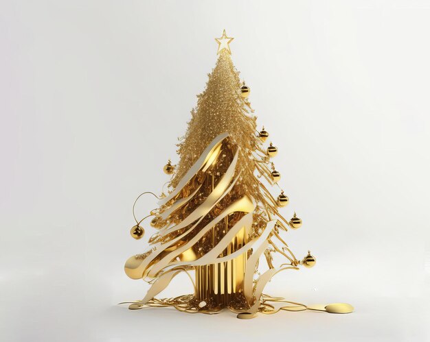 Foto goldfuturistischer weihnachtsbaum, ki generiert
