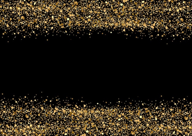 Goldglitzerrahmen auf schwarzem Hintergrund