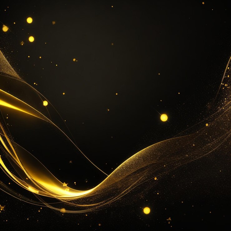 Goldhintergrund mit einer farbenfrohen Darstellung von Licht, das von der KI erzeugt wird