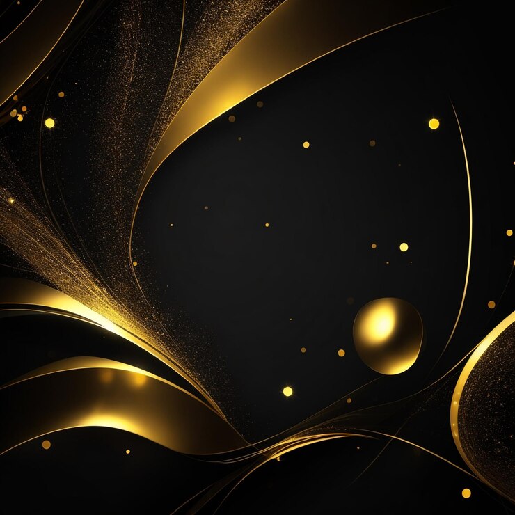 Goldhintergrund mit einer farbenfrohen Darstellung von Licht, das von der KI erzeugt wird