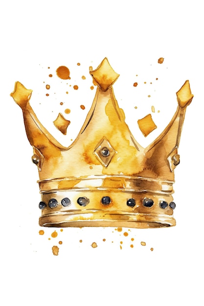 Goldkrone des Königs Prinzen Aquarell Clipart isoliert auf weißem Hintergrund mit generativer KI