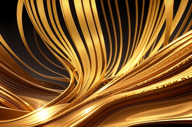 goldmetallische seide fließende welle luxus abstrakter hintergrund 3d-rendering