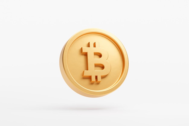 Foto goldmünze bitcoin btc währung geld symbol zeichen oder symbol geschäft und finanzaustausch 3d-hintergrundillustration
