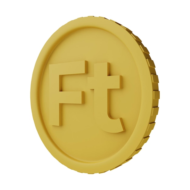 Goldmünze Forint 3D-Illustration isoliert auf weißem Hintergrund