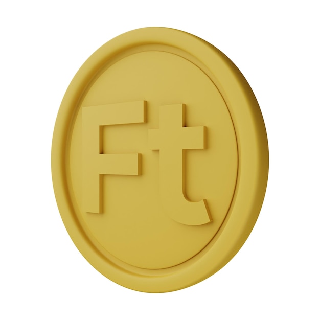 Foto goldmünze forint 3d-illustration isoliert auf weißem hintergrund