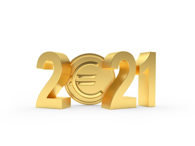 Foto goldnummer 2021 mit euro-münzen