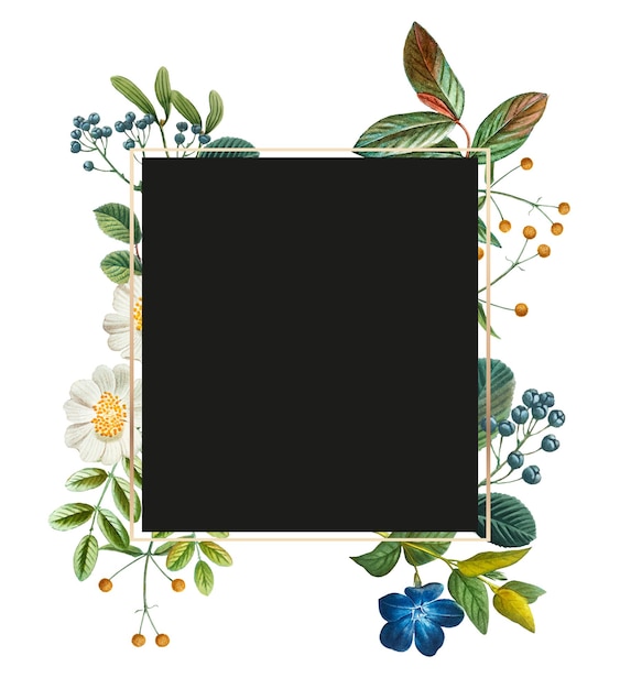 Goldrahmen mit Blumenrand png Vintage-Illustration