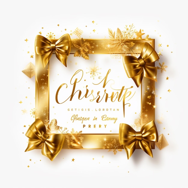 Foto goldweihnachtskartenrahmen mit geschenkdekorationsvektorbild