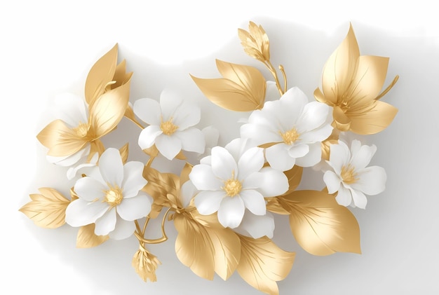 Goldweiße Blumen Hochzeits-Hintergrundbilder