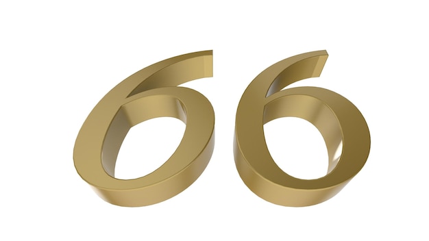 Goldzahl 66-stelliges Metall 3D-Darstellung