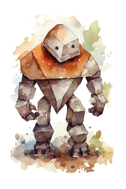 Golem aquarela clipart bonito isolado no fundo branco com Generative AI Technology