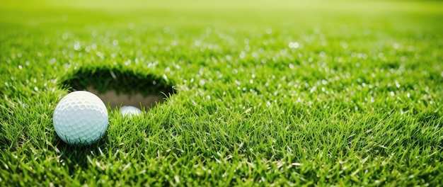Golfball auf einer grünen Wiese Generative KI