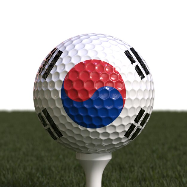 Golfball mit der Flagge Südkoreas