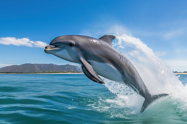 Foto golfinho a saltar da água generativo ai