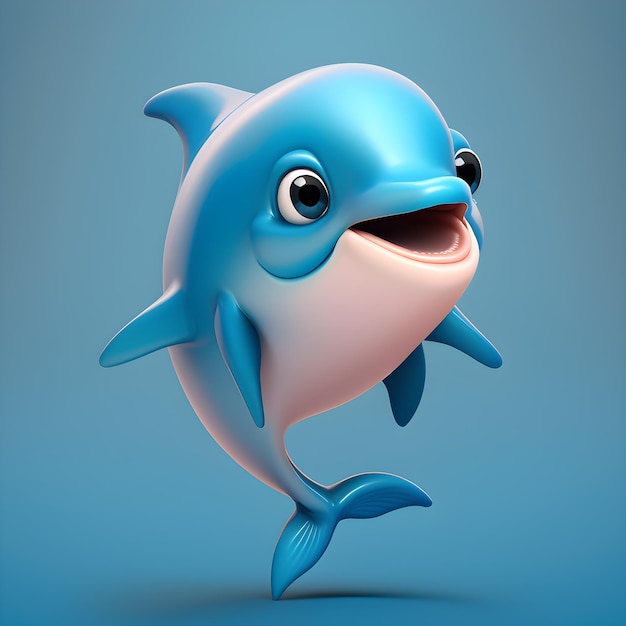 Golfinho super fofo renderizado no estilo de desenho animado pixar ai