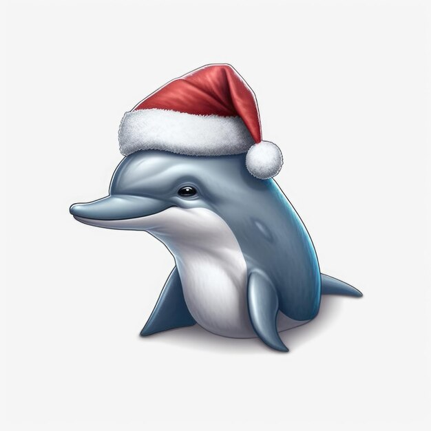 Golfinho usando chapéu de Papai Noel