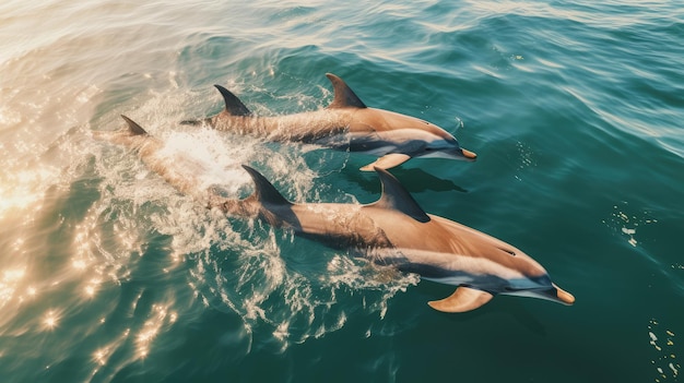 golfinhos nadando no mar imagem gerada por IA