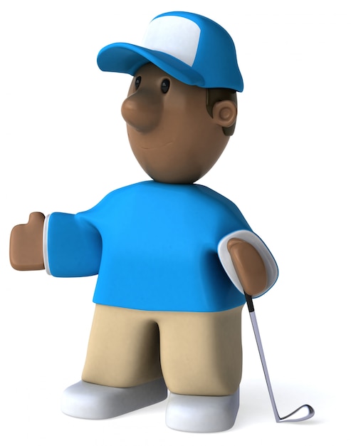 Golfista divertido - ilustração 3D