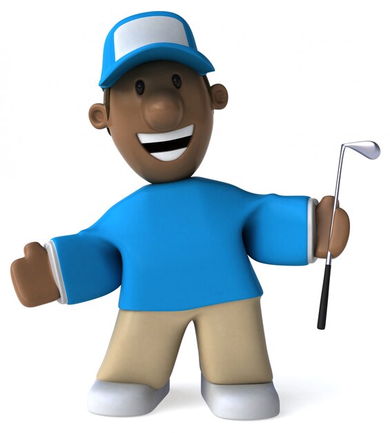 Golfista divertido - ilustração 3D