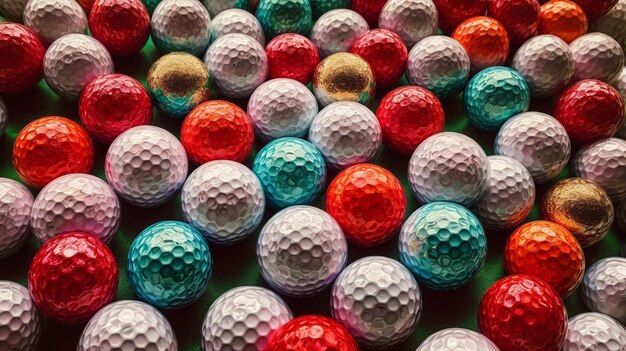Golfpräzision Eine Nahaufnahme der Details von Golfbällen