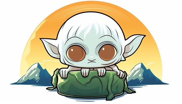 Gollum Herr der Ringe Stil Doodle Art süßer Kawaii Aufkleber