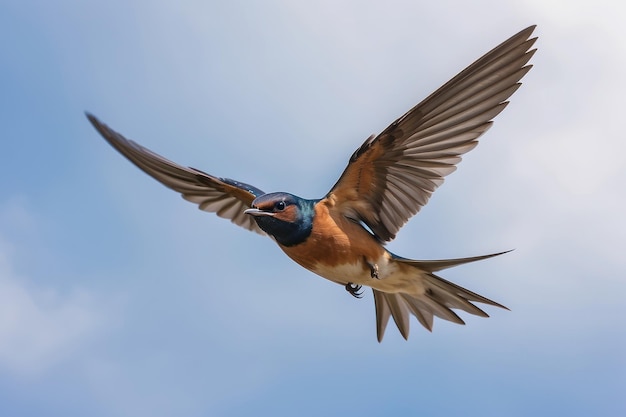 una golondrina de granero con las alas extendidas