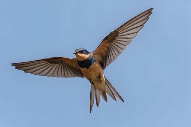 una golondrina de granero con las alas extendidas