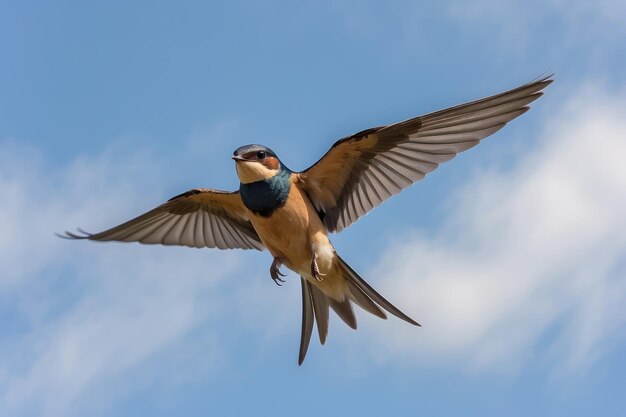 una golondrina de granero con las alas extendidas