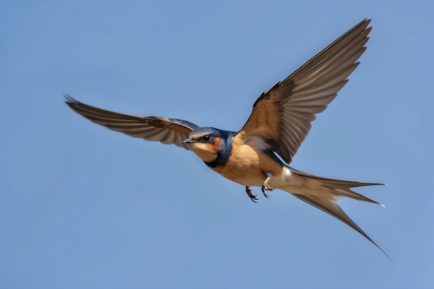 una golondrina de granero con las alas extendidas