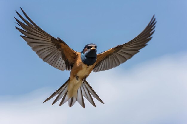 una golondrina de granero con las alas extendidas