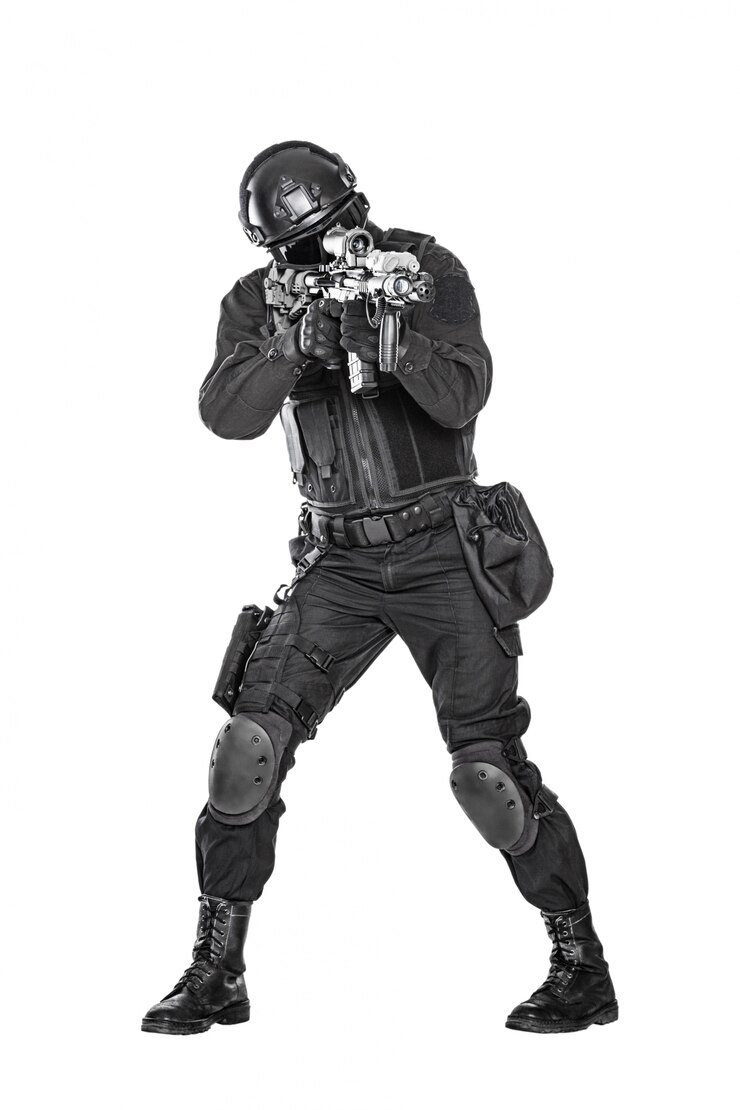 Foto golpeia forças especiais da polícia com rifle