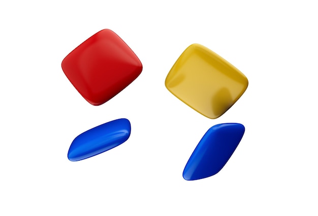 Goma de mascar de ilustração 3d quadrada de goma de cor diferente