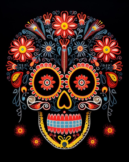 Gond art design de geometria de caveira mexicana para capa de caneca de camiseta