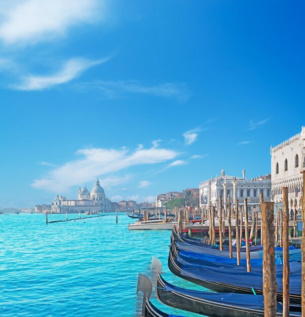 Góndolas por la plaza San Marco en Venecia Italia