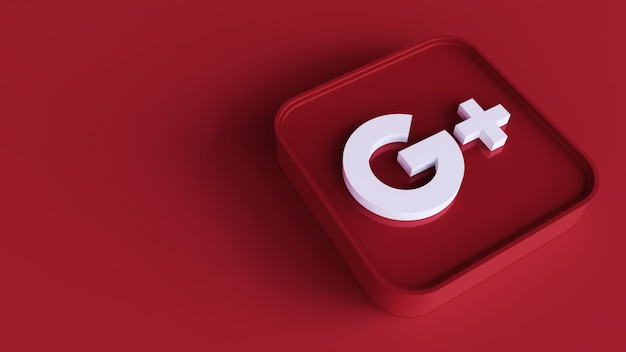 Google Plus Quadrat Button Icon 3d mit Kopierraum. 3D-Rendering